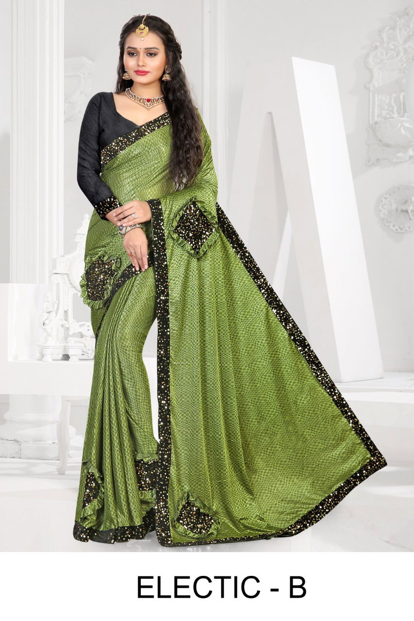 Ronisha Electic Latest Fancy mported lycra Festive Wear Designer Saree Collection